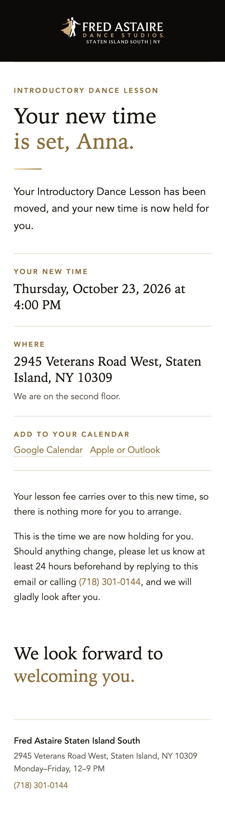 The real new-time email, test name Anna